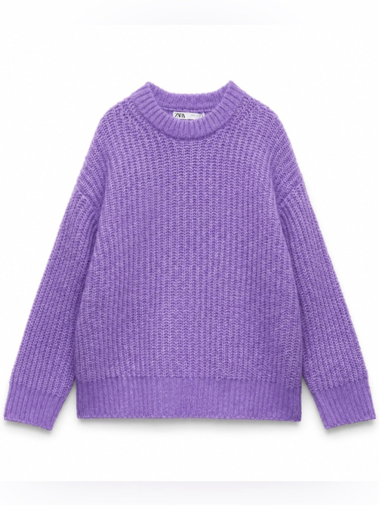 Zara Sweaters - Zara Cozy Wool Blend Purple Lavender Crewneck Sweater Size M